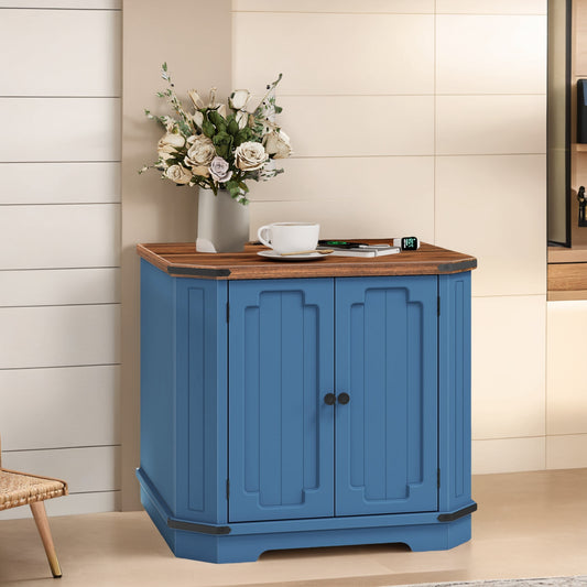 YINTATECH 23.6-Inch Modern Blue Craft Cabinet With Outlets