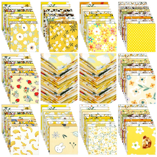 Yellow Floral Cotton Fabric Squares 5x5 Precut Bundle 500pcs