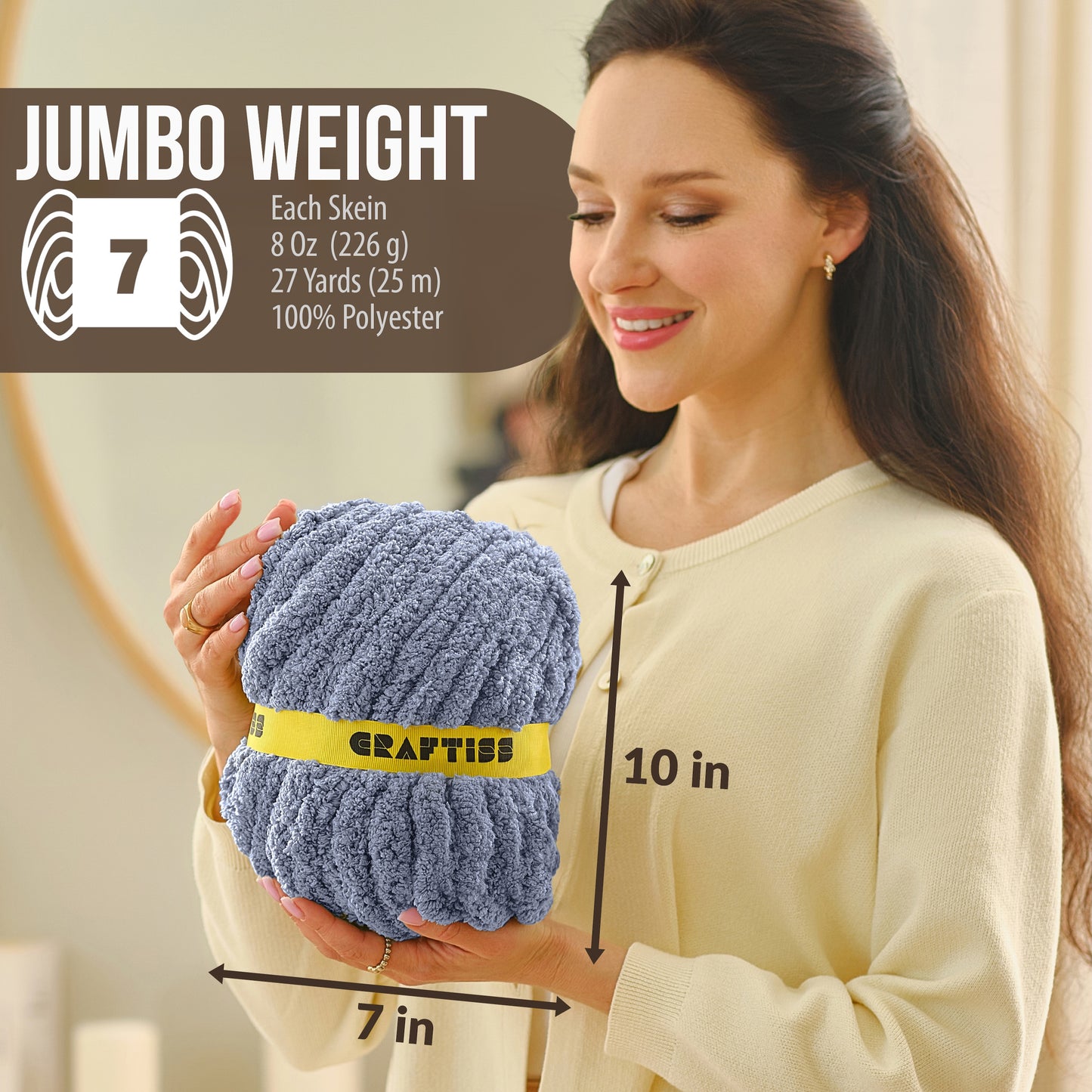 Chunky Chenille Yarn Jumbo 7 Weight Skeins For Crocheting
