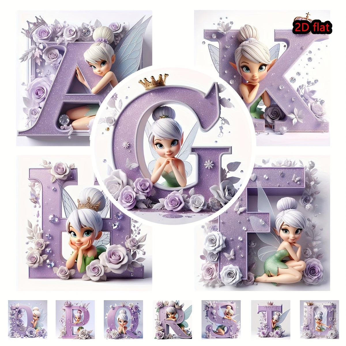 Round Diamond Art Kit with A-Z Letters and Elves Wall Decor