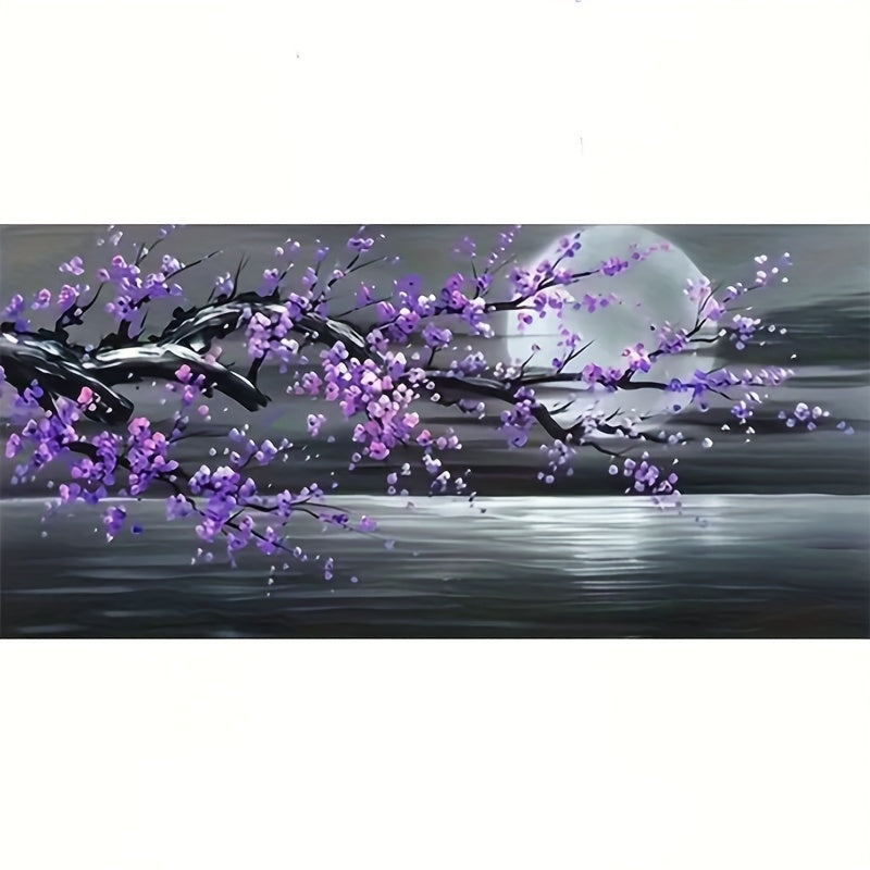 5D Diamond Art Painting Purple Plum Blossom Tree 15.7x31.5In