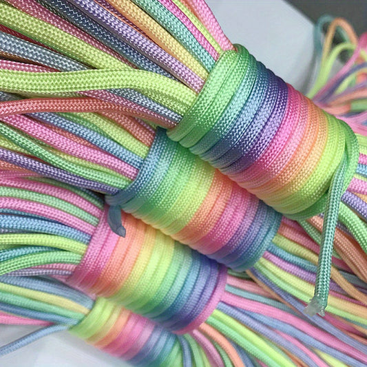 Fluorescent Rainbow Braided Rope 7 Core For DIY Macrame