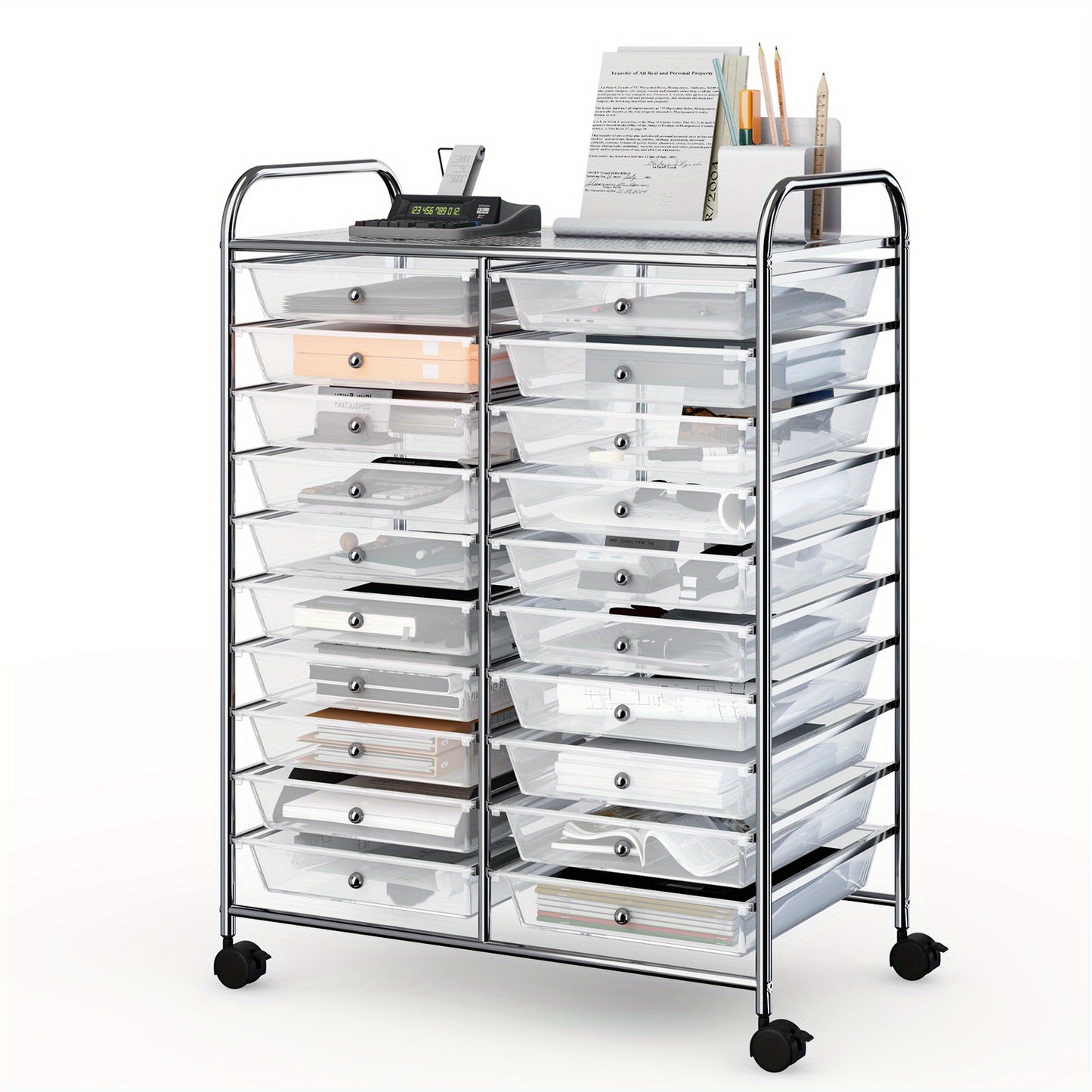 Lifezeal 20-Drawer Rolling Cart Storage Organizer Clear