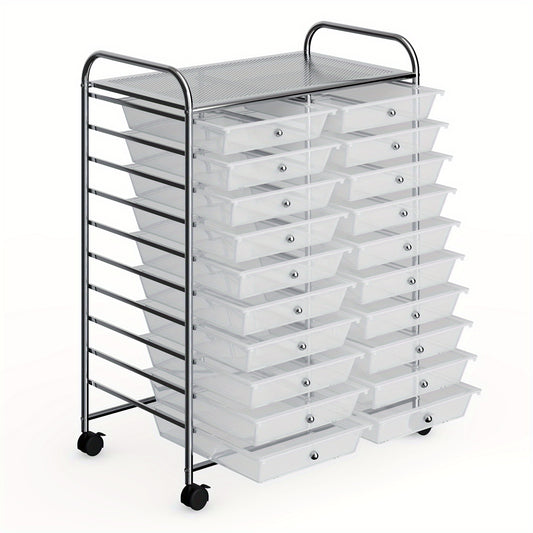 Lifezeal 20-Drawer Rolling Cart Storage Organizer Clear