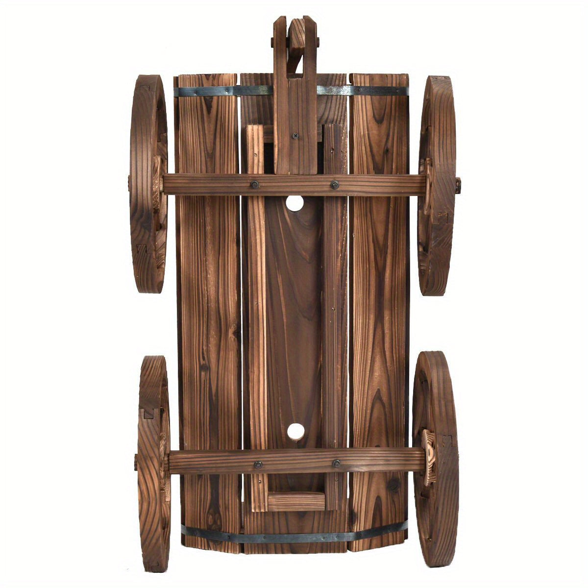 Multigot Wooden Wagon Planter Pot Stand With Wheels Garden