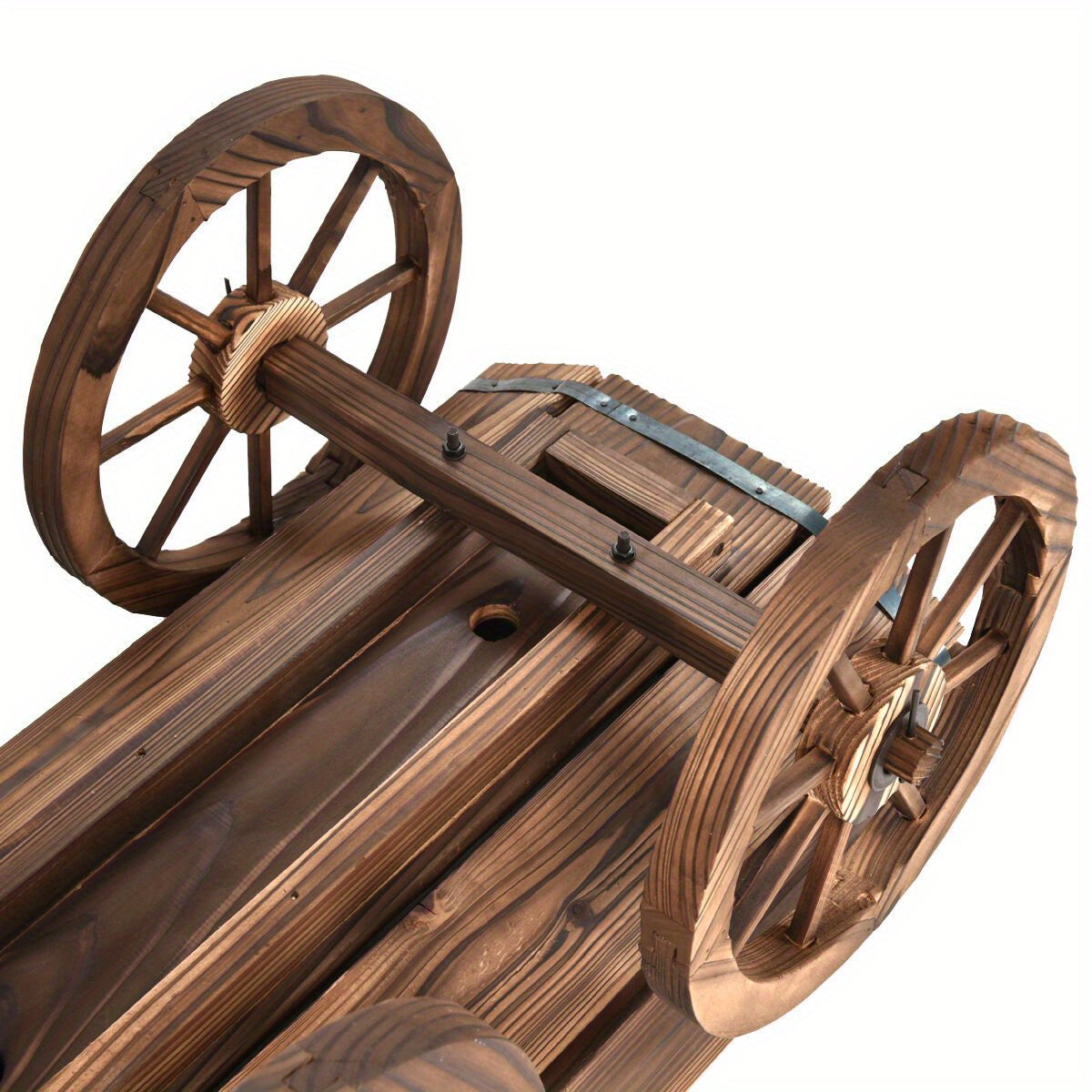 Multigot Wooden Wagon Planter Pot Stand With Wheels Garden