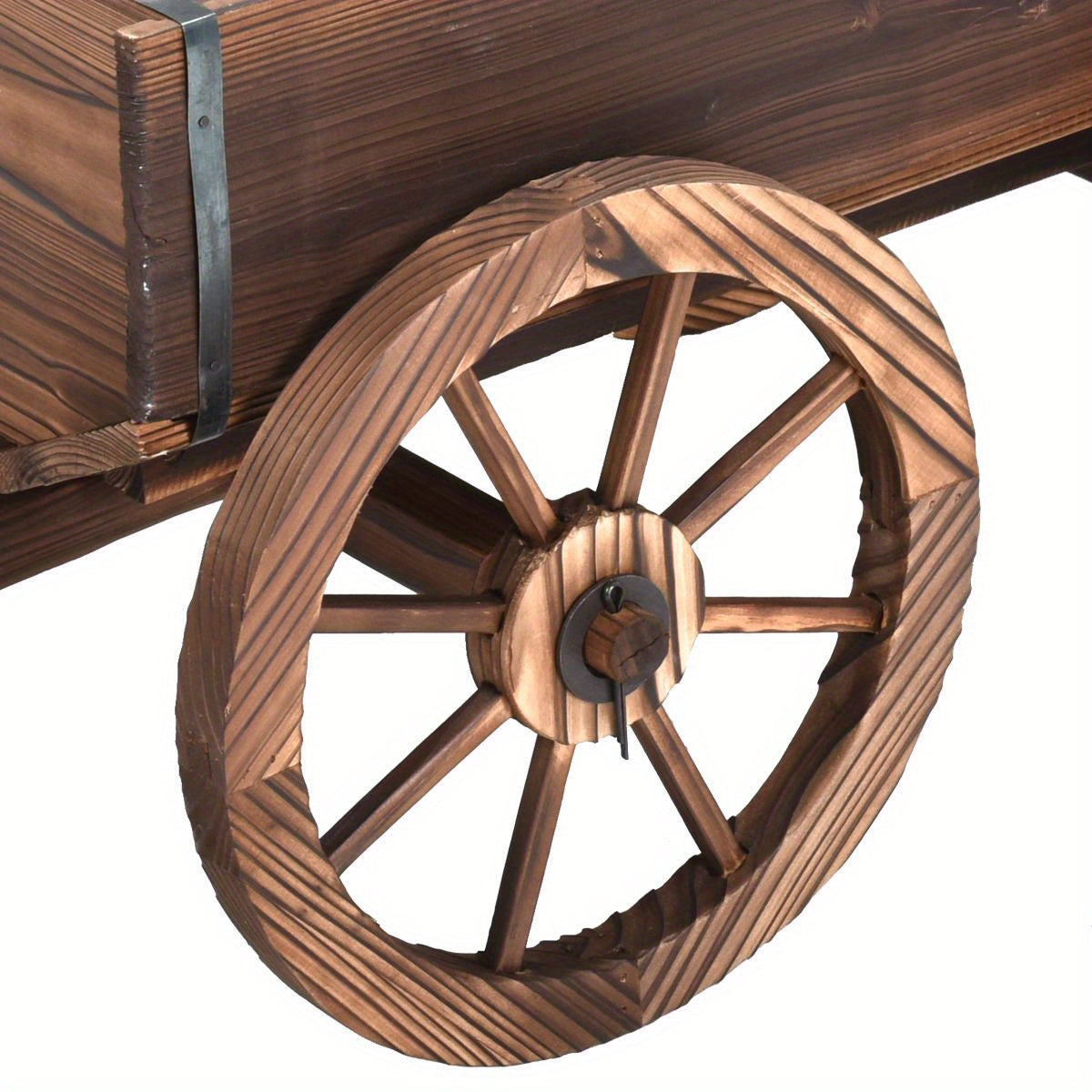Multigot Wooden Wagon Planter Pot Stand With Wheels Garden