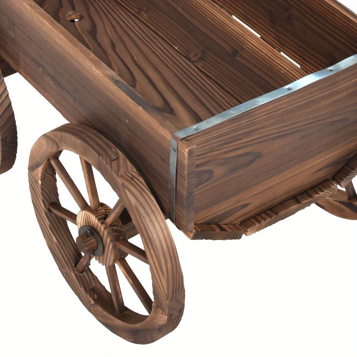 Multigot Wooden Wagon Planter Pot Stand With Wheels Garden