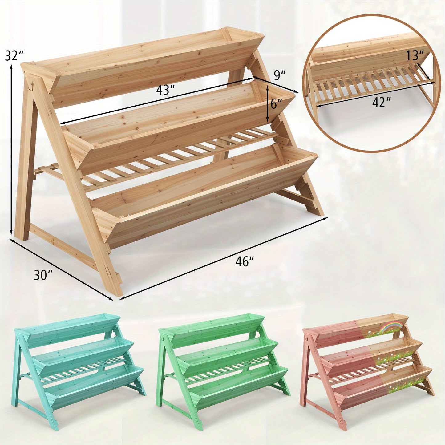Multigot 3 Tier Raised Garden Bed With Storage Shelf Hooks