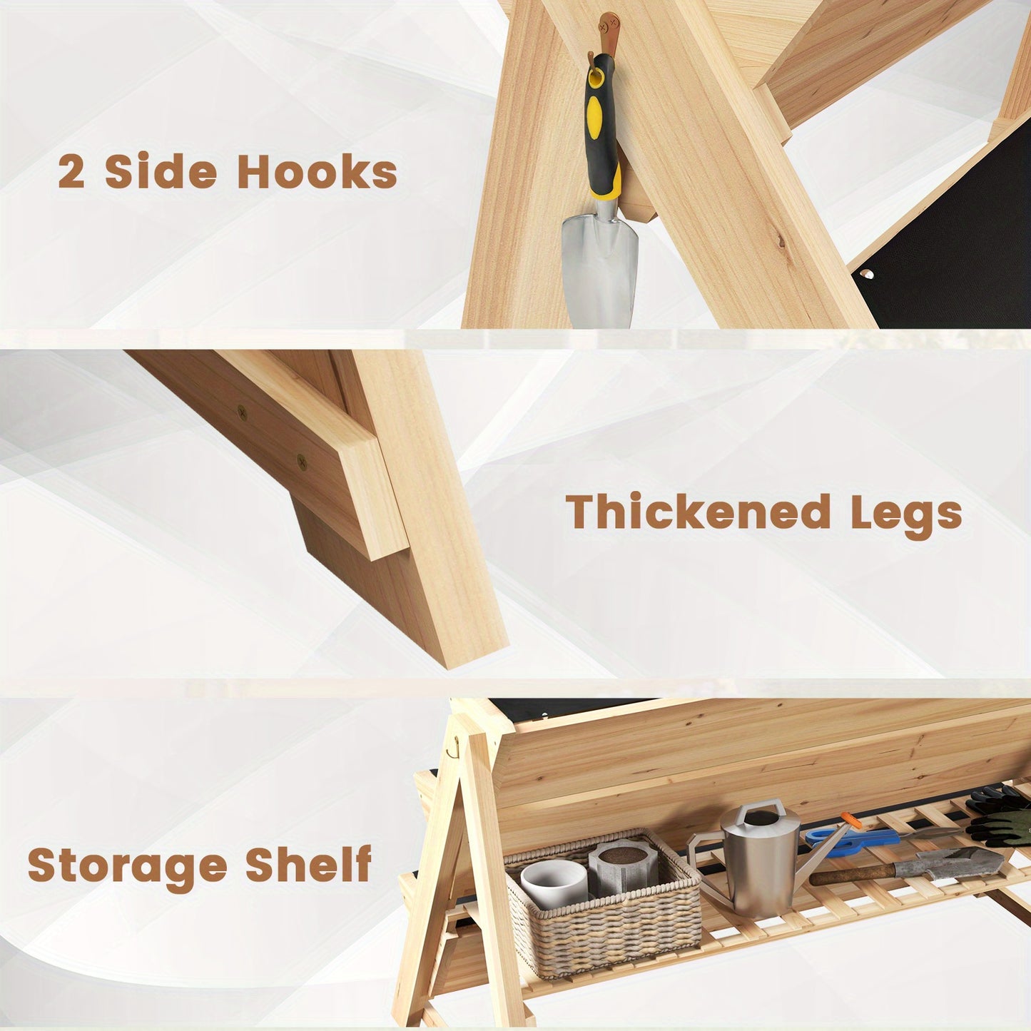 Multigot 3 Tier Raised Garden Bed With Storage Shelf Hooks