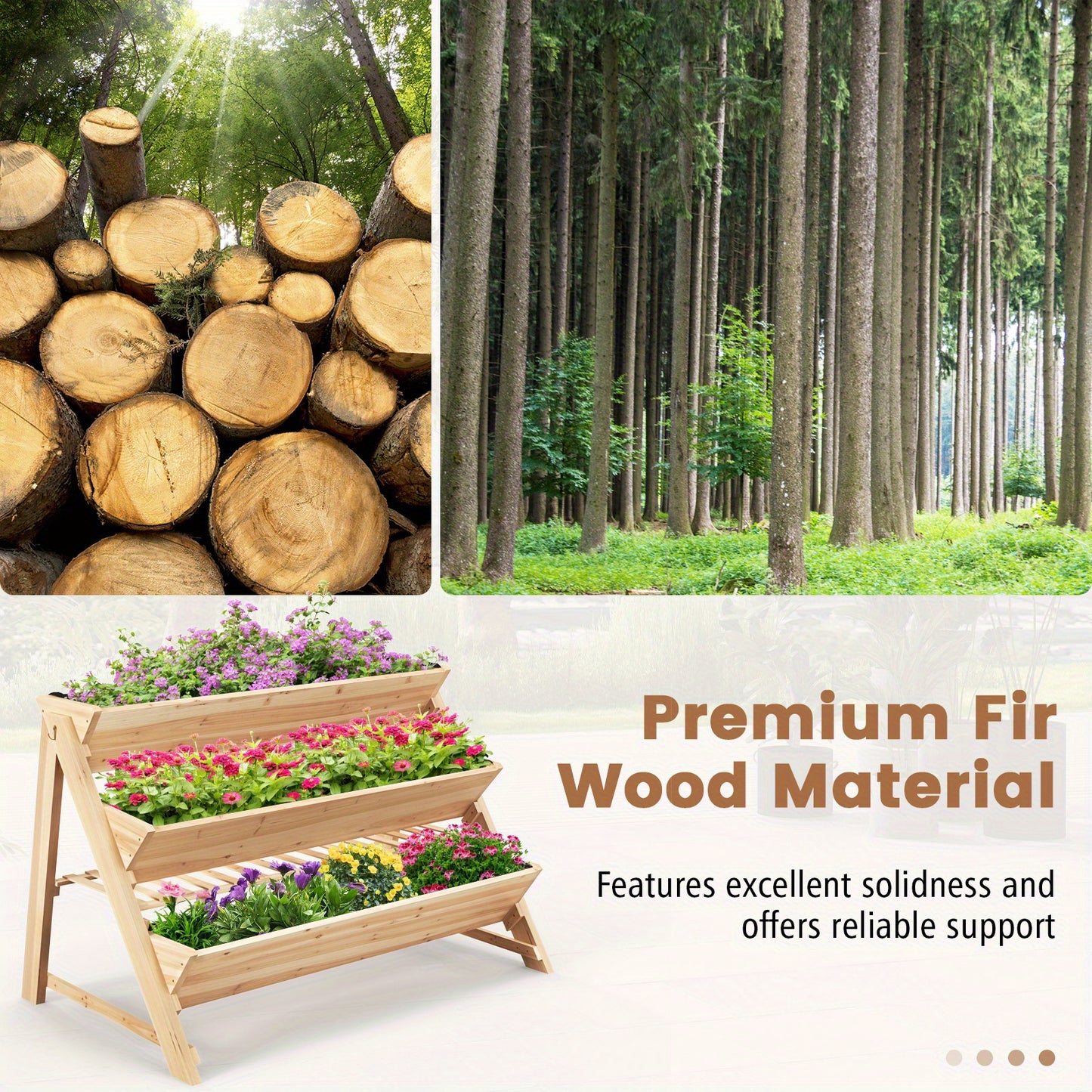 Multigot 3 Tier Raised Garden Bed With Storage Shelf Hooks