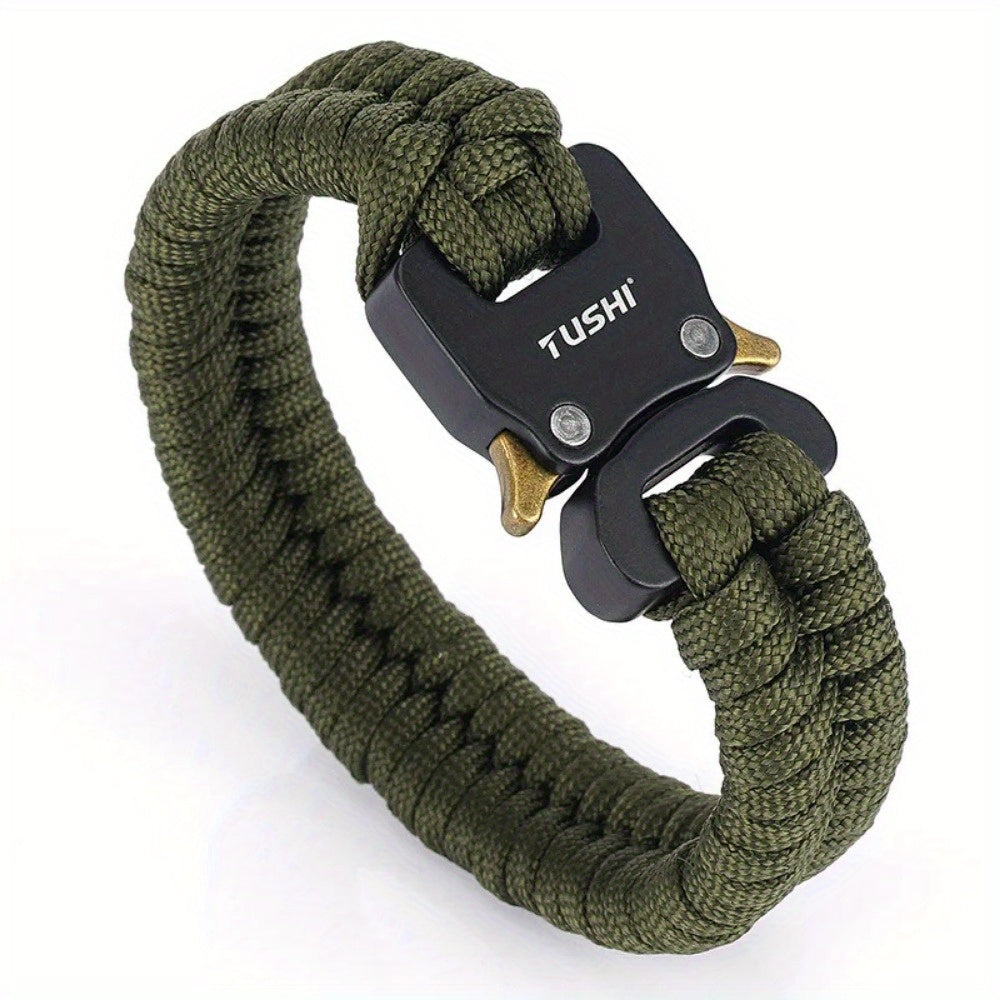 Mens 7 Core Paracord Survival Bracelet With Buckle 122lb