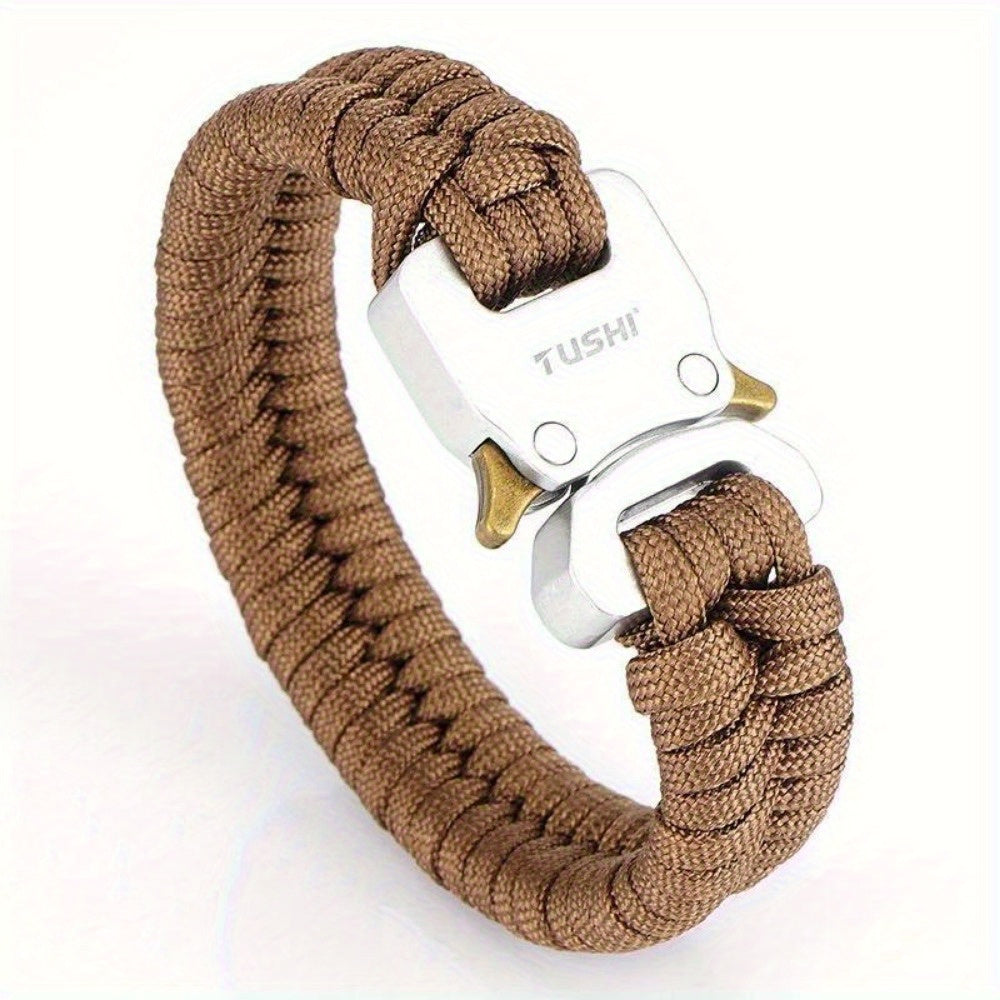 Mens 7 Core Paracord Survival Bracelet With Buckle 122lb