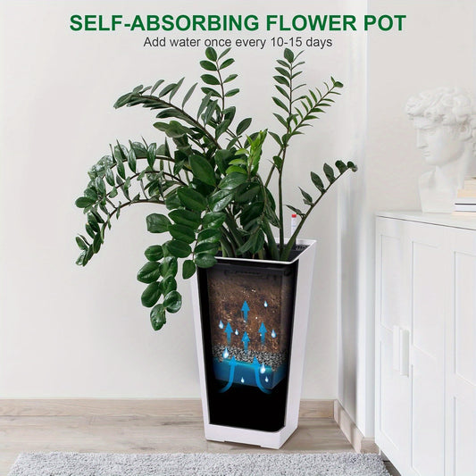 Tall Modern Planters Set Of 2 For Indoor Outdoor With Auto Watering