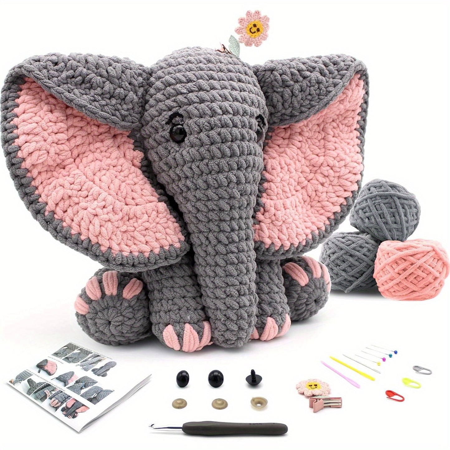 Crochet Starter Kit For Beginners Elephant Animal With Yarn