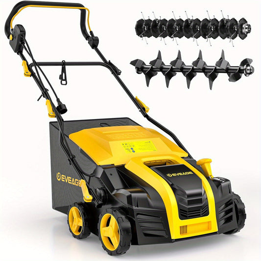 EVEAGE 16-Inch Electric Dethatcher Scarifier with Bag
