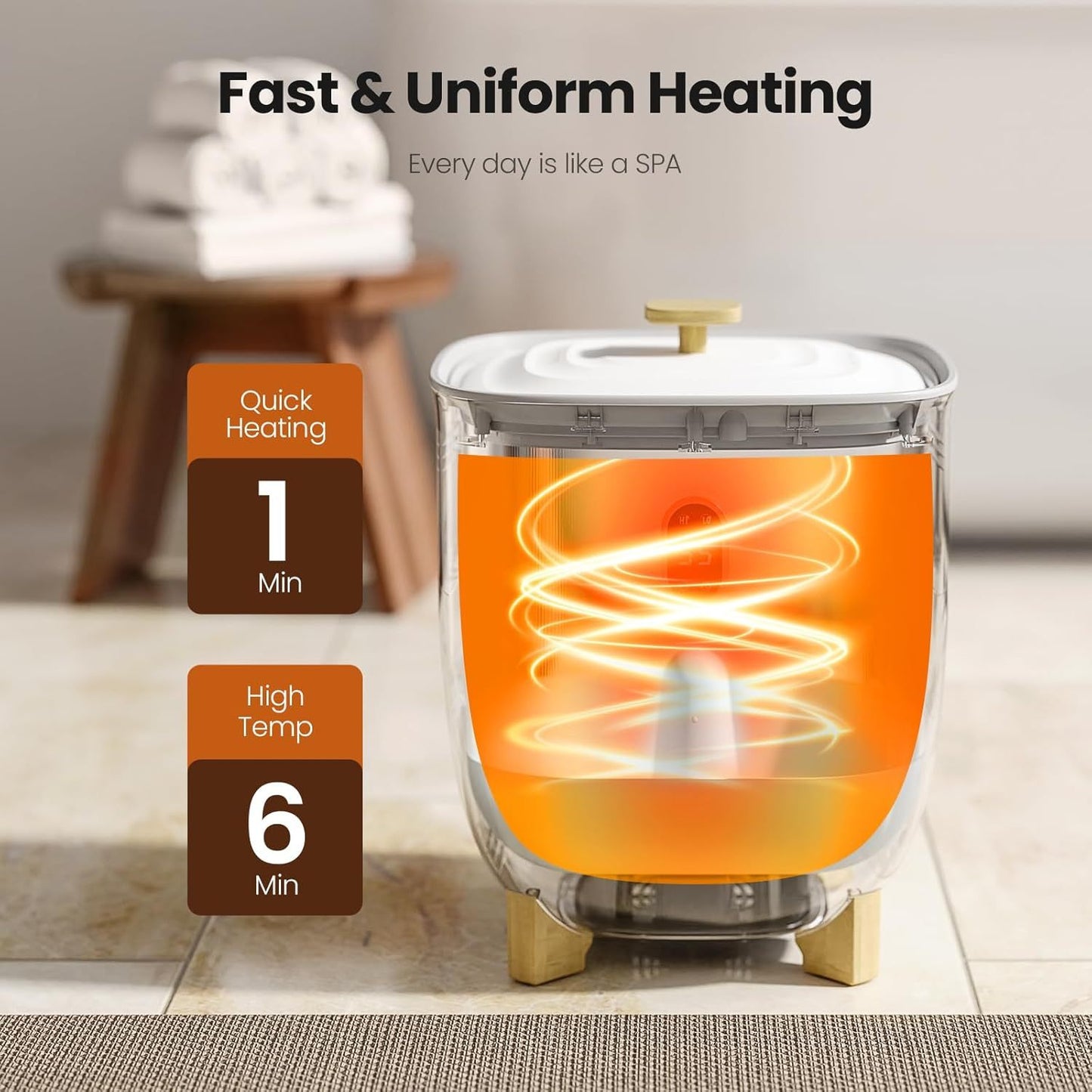 Aglucky 9.25gal Towel Warmer For Bathroom 2 Modes LCD