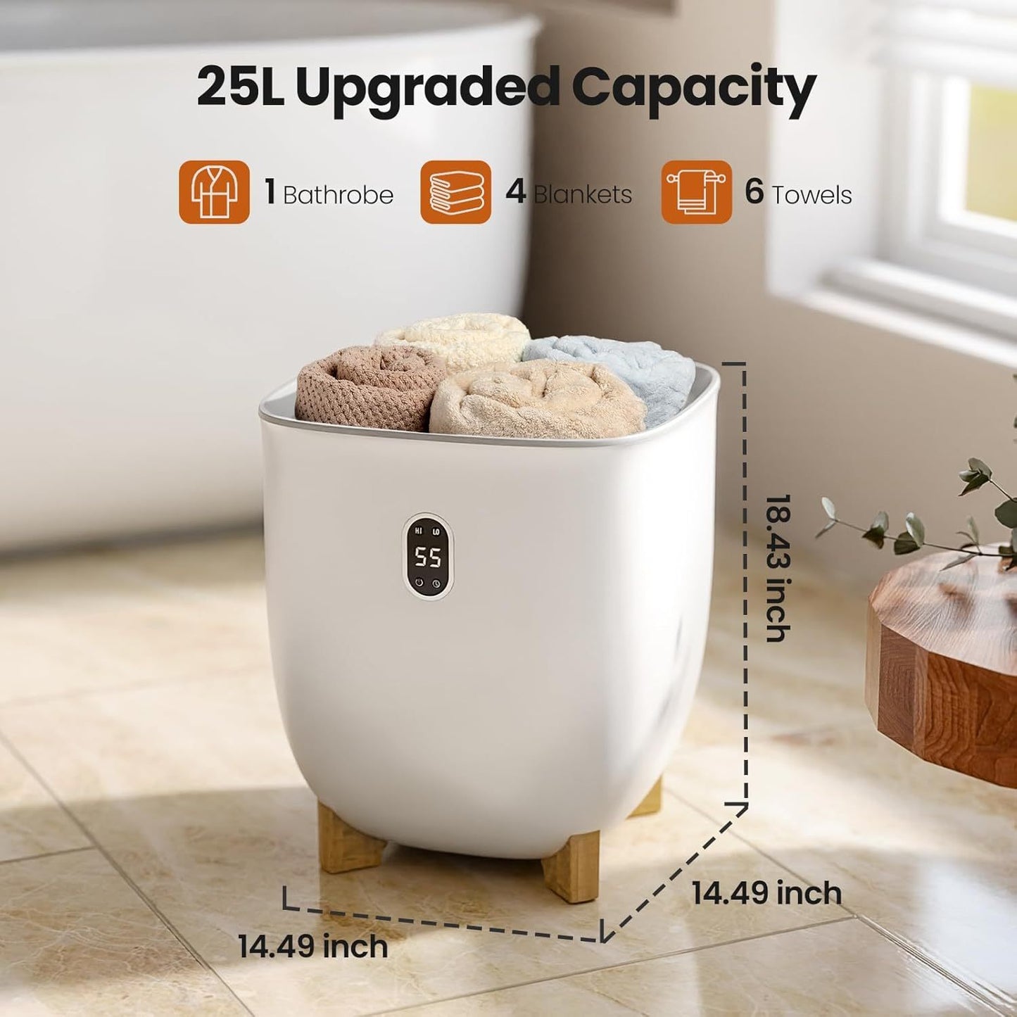 Aglucky 9.25gal Towel Warmer For Bathroom 2 Modes LCD