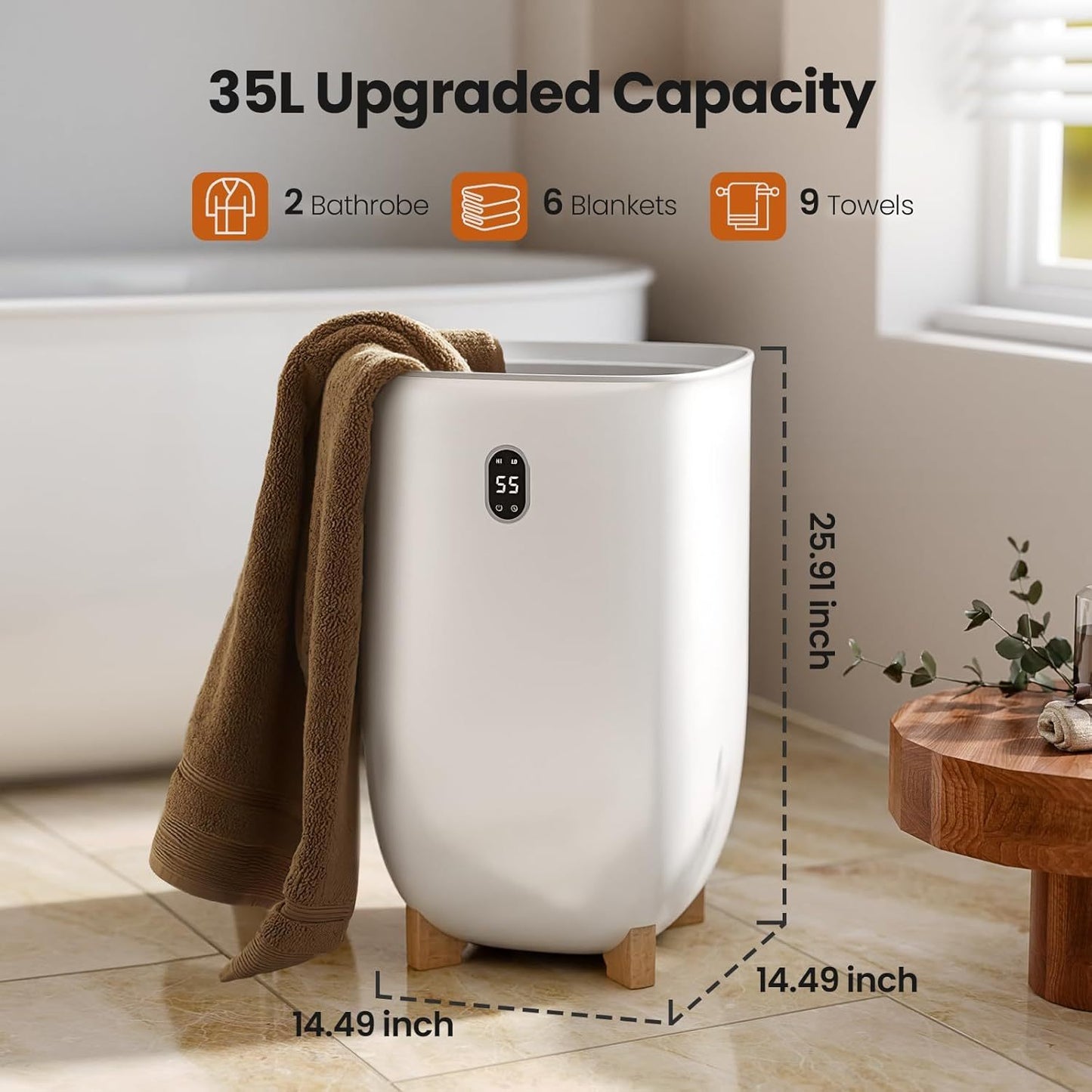 Aglucky 9.25gal Towel Warmer For Bathroom 2 Modes LCD