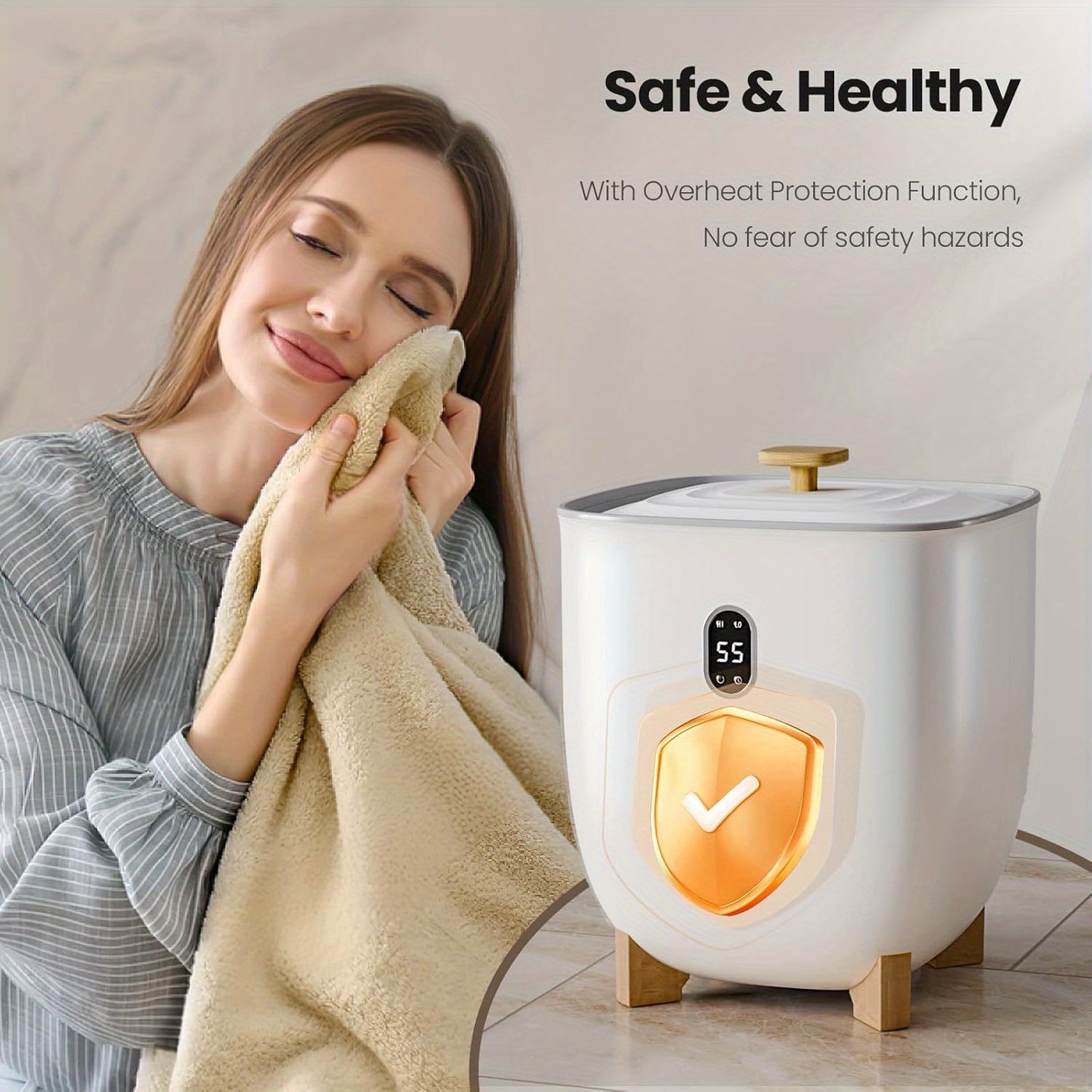 Aglucky 9.25gal Towel Warmer For Bathroom 2 Modes LCD