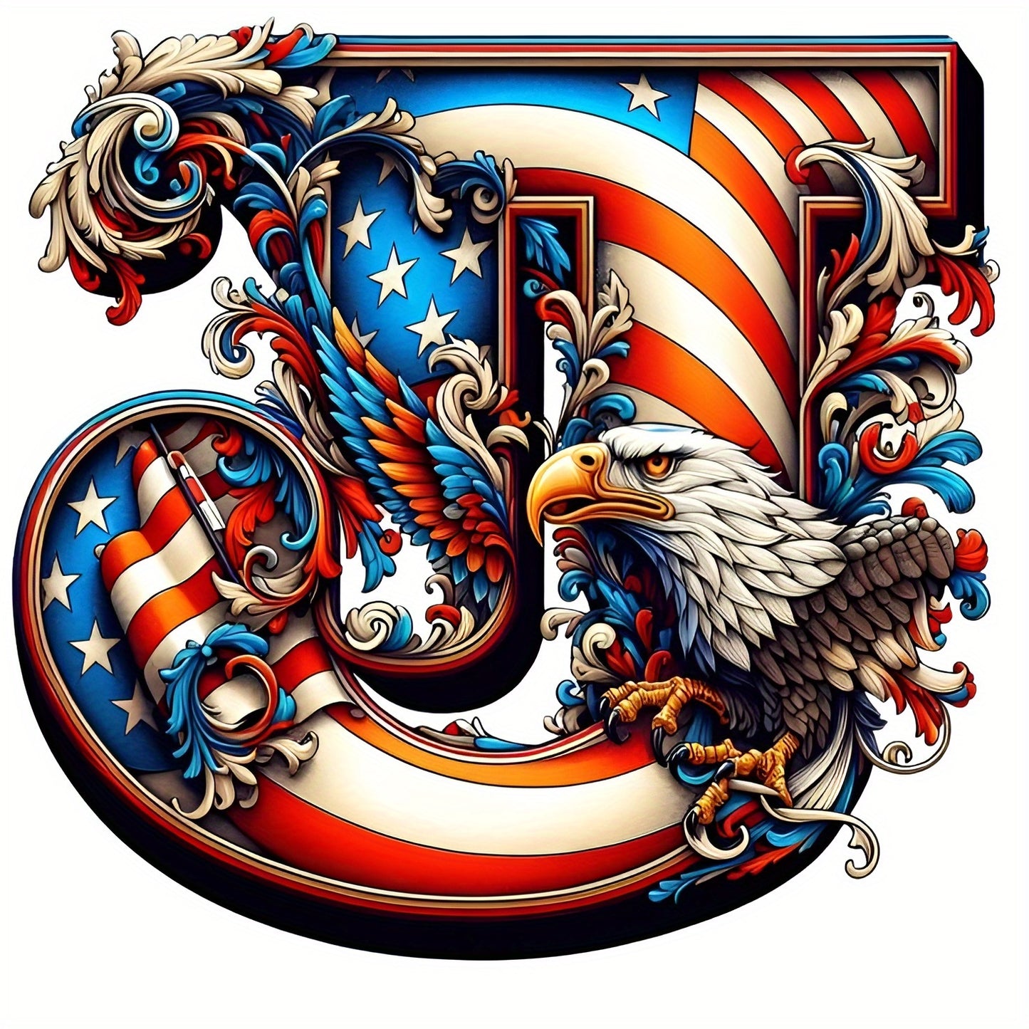DIY Diamond Art Eagle Flag Alphabet 5D Kit 25 Letters AZ