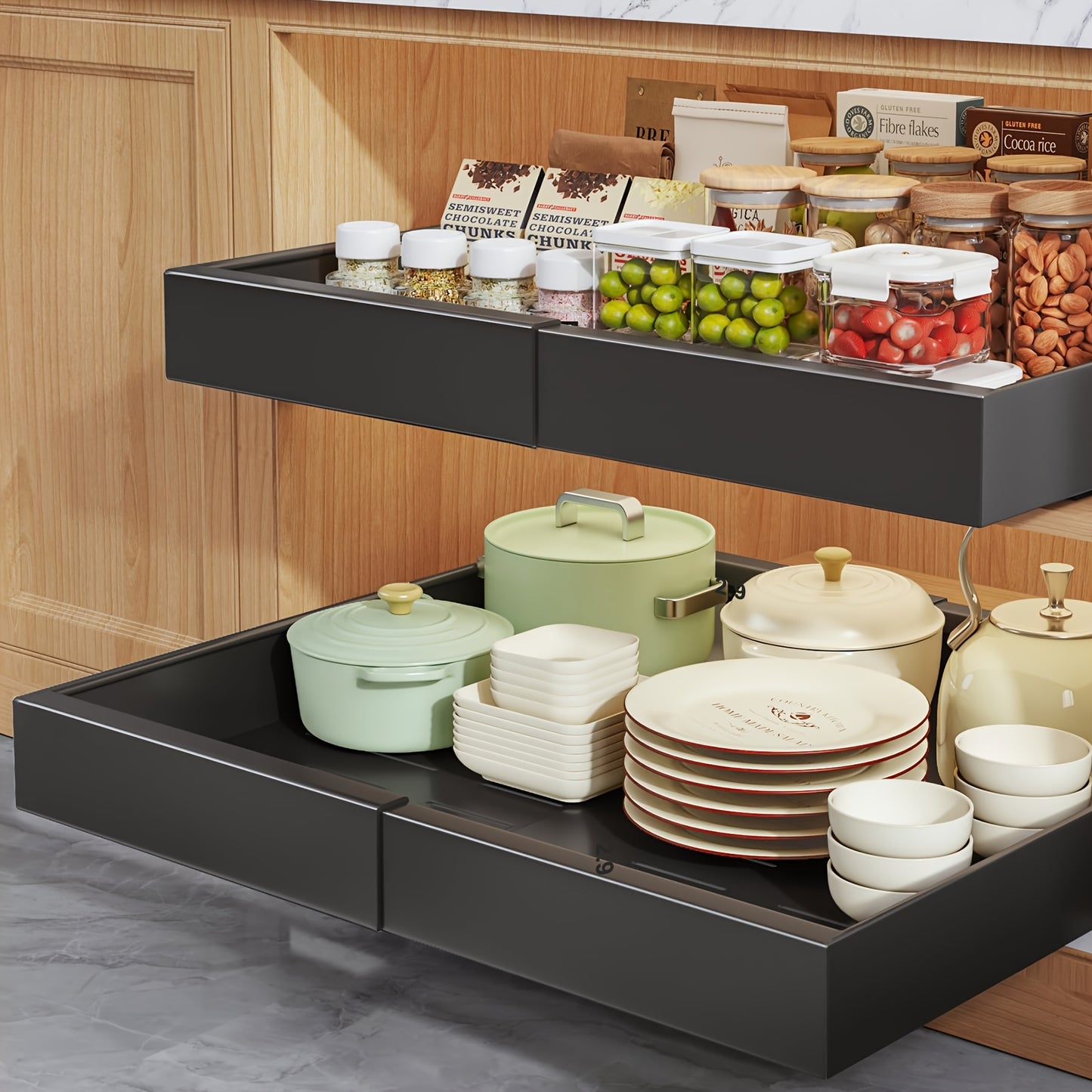 4-Drawer Heavy Duty Slide Out Cabinet Organizer 12.6-20.6