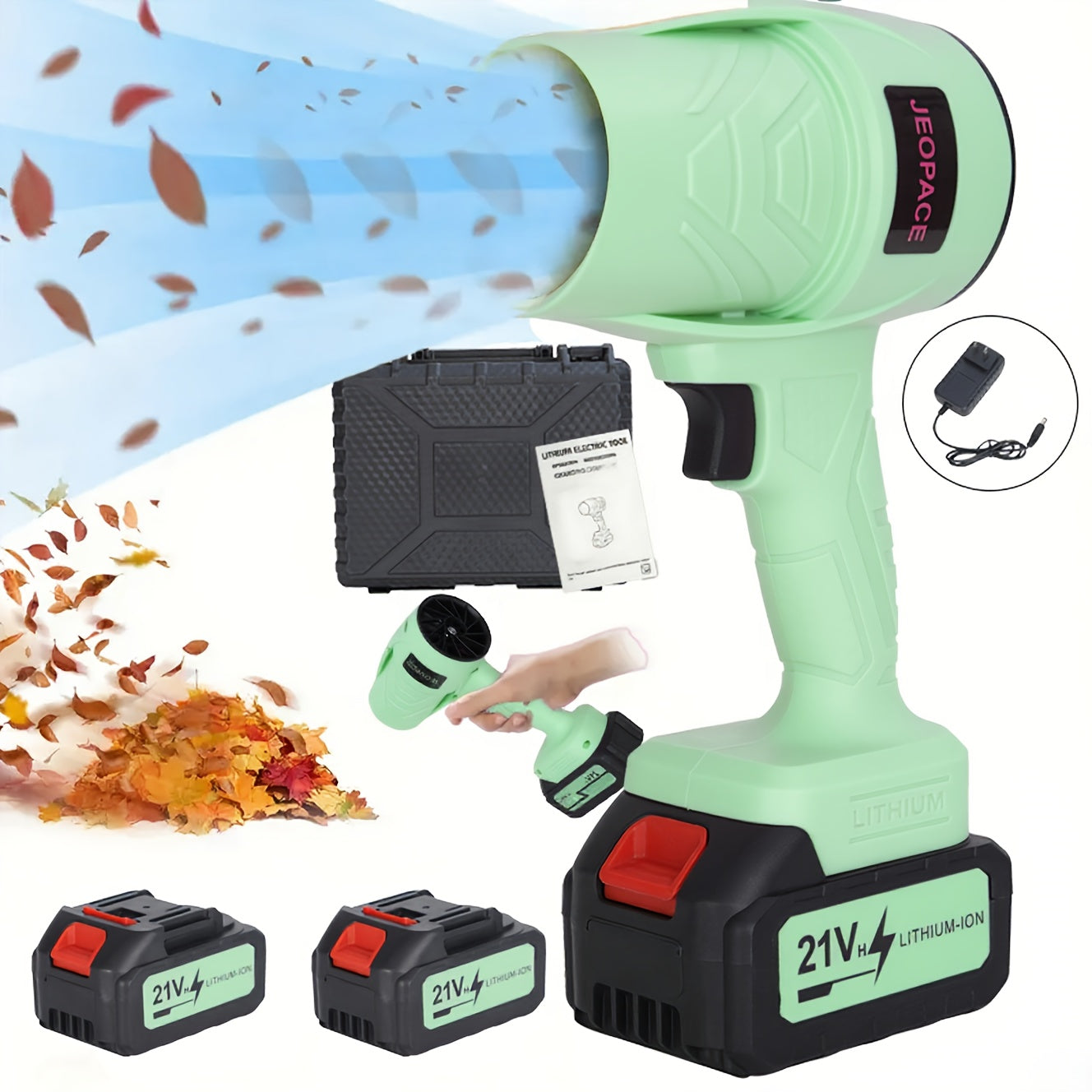 Handheld Cordless Leaf Blower with Lithium Battery and Fast Charger