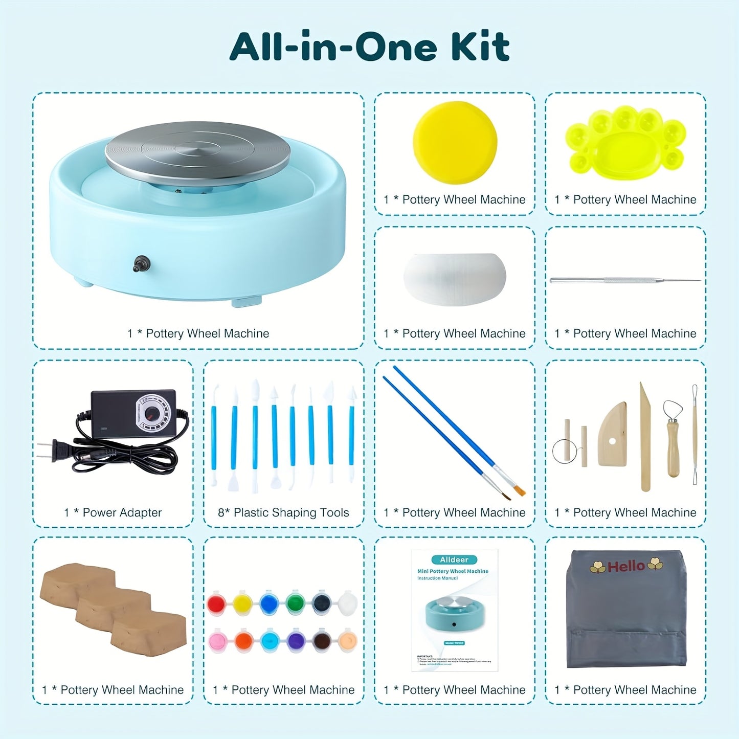 Mini Pottery Wheel Kit 6 Inch For Beginners And Kids 75W