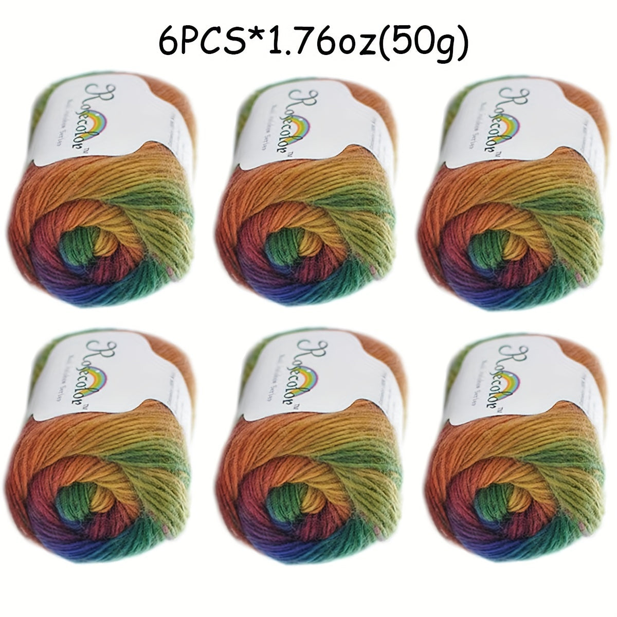 6 Pack 100 Percent Wool Yarn Gradient Green Pink For Shawls