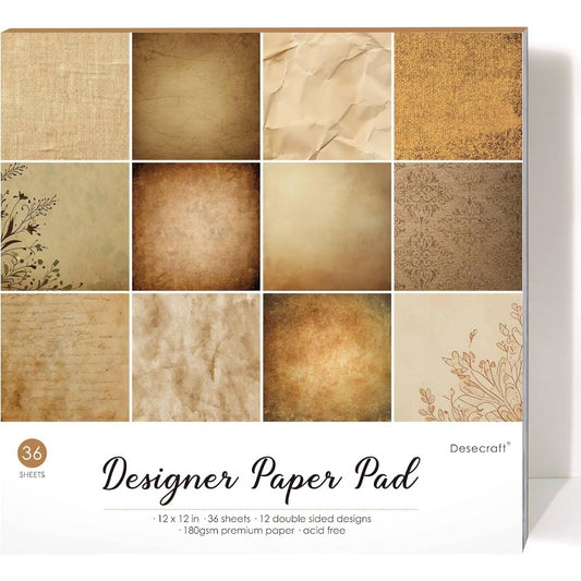 Vintage Border Scrapbook Paper 12x12 36 Sheets Patterns
