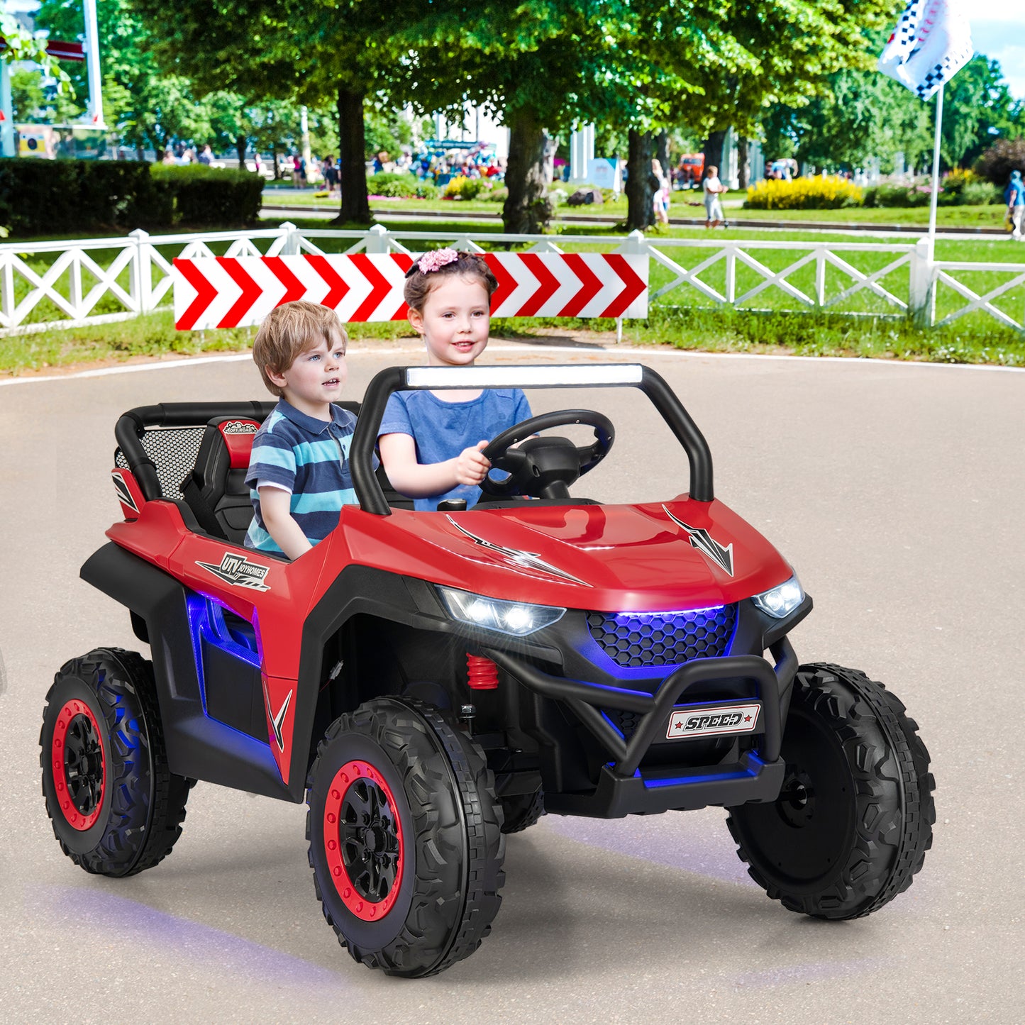 COSTWAY 12V Kids Electric UTV Ride On With Remote And Lights