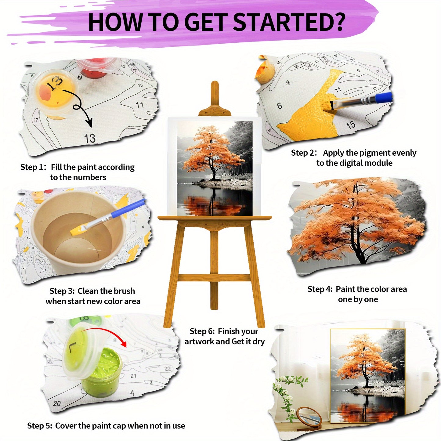 Tree Paint By Numbers Kit For Adults 16x20 Inch Acrylic Art