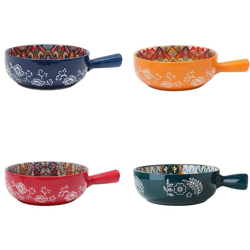 Zenora Bohemian Ceramic Bowls With Handle Heatproof Deep