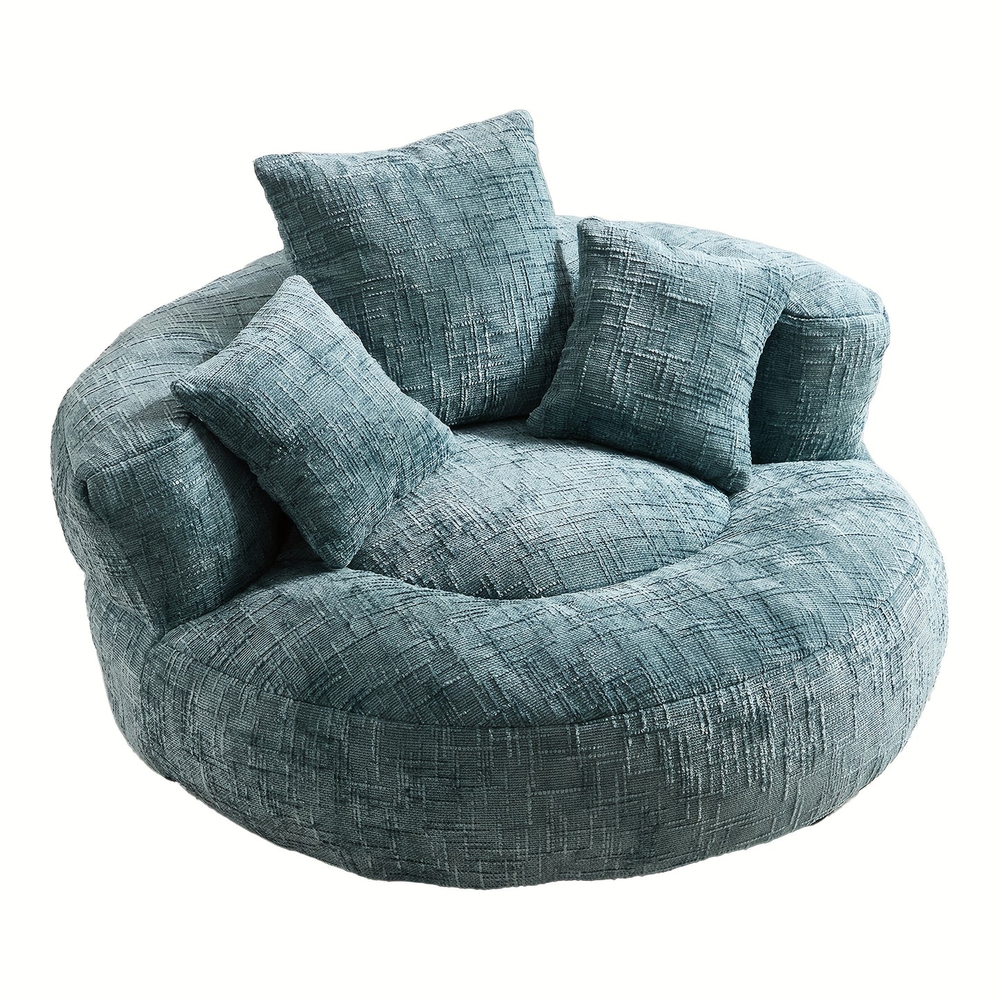 Plush Dark Blue Bean Bag Chair With Integrated Pillows