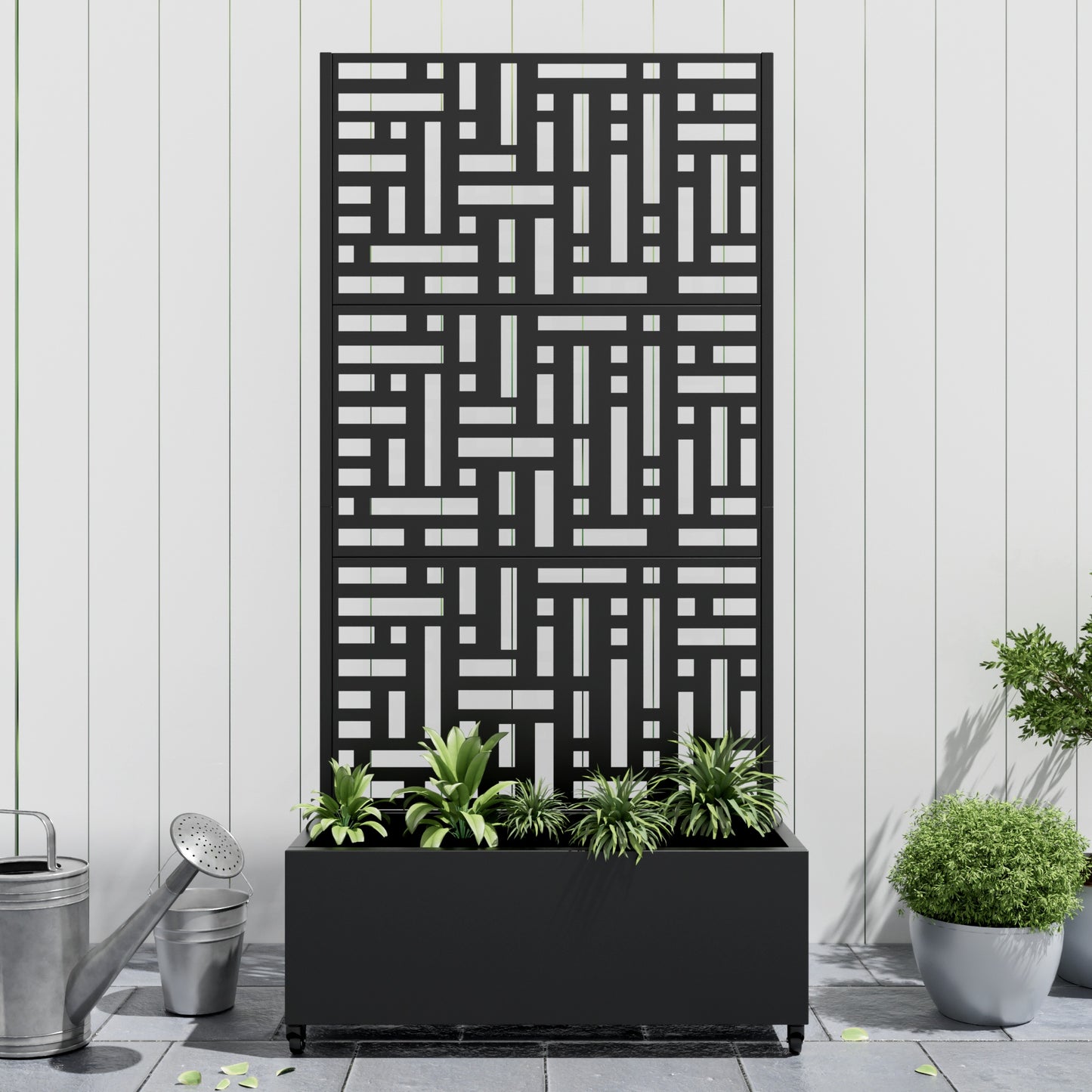 Wrought Iron Black Arch Planter Box With Climbing Rack