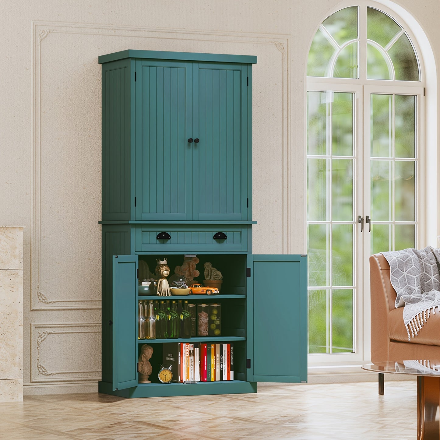 72 Inch Kitchen Pantry Cabinet Freestanding Tall Drawer