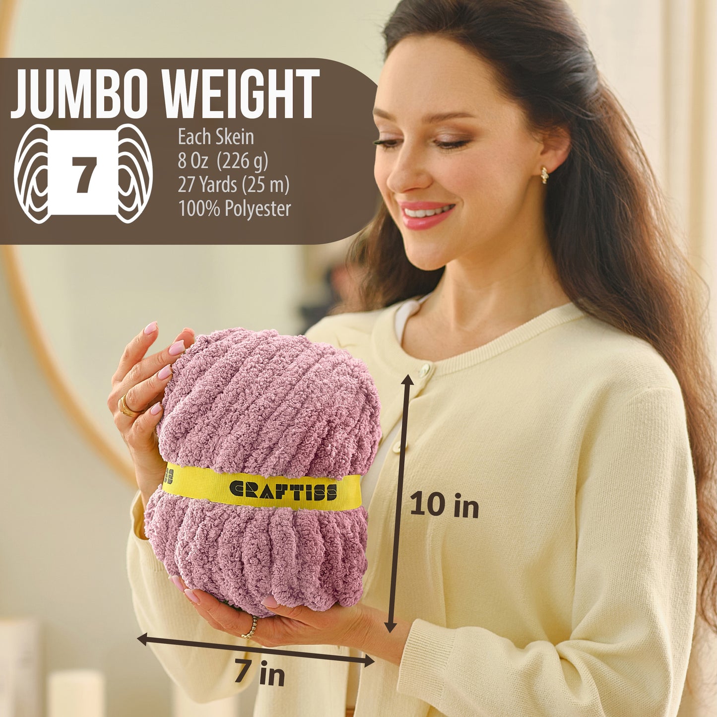 Chunky Chenille Yarn Jumbo 7 Weight Skeins For Crocheting