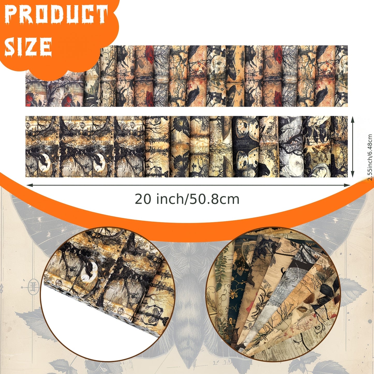 Vintage Halloween Skeleton Quilt Jelly Roll Strips 100 Pcs