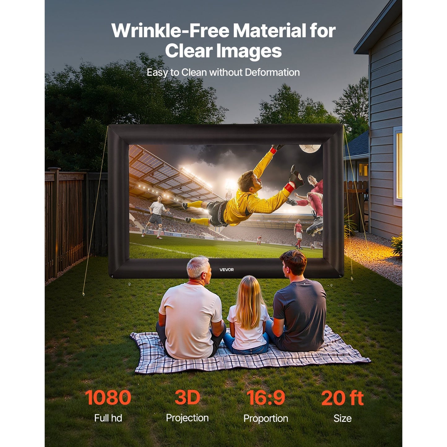 VEVOR Inflatable Projector Screen 14 16 20ft Outdoor