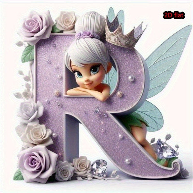 Round Diamond Art Kit with A-Z Letters and Elves Wall Decor