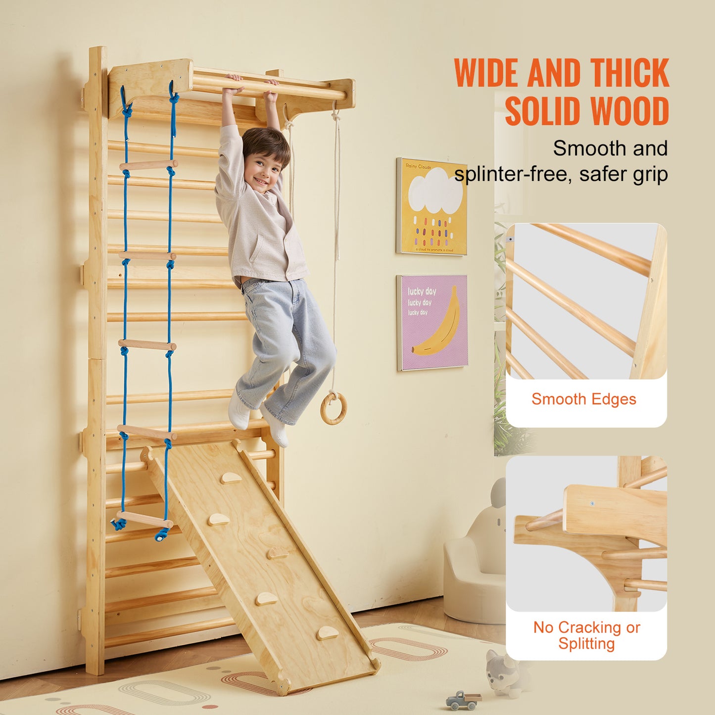 Wooden Indoor Swedish Ladder Wall Gym 5 in 1 for Children