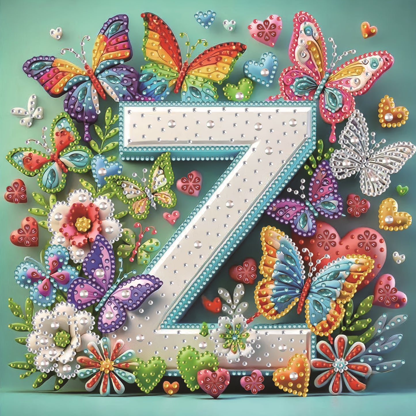 DIY Alphabet Diamond Painting Kit with Butterfly Designs