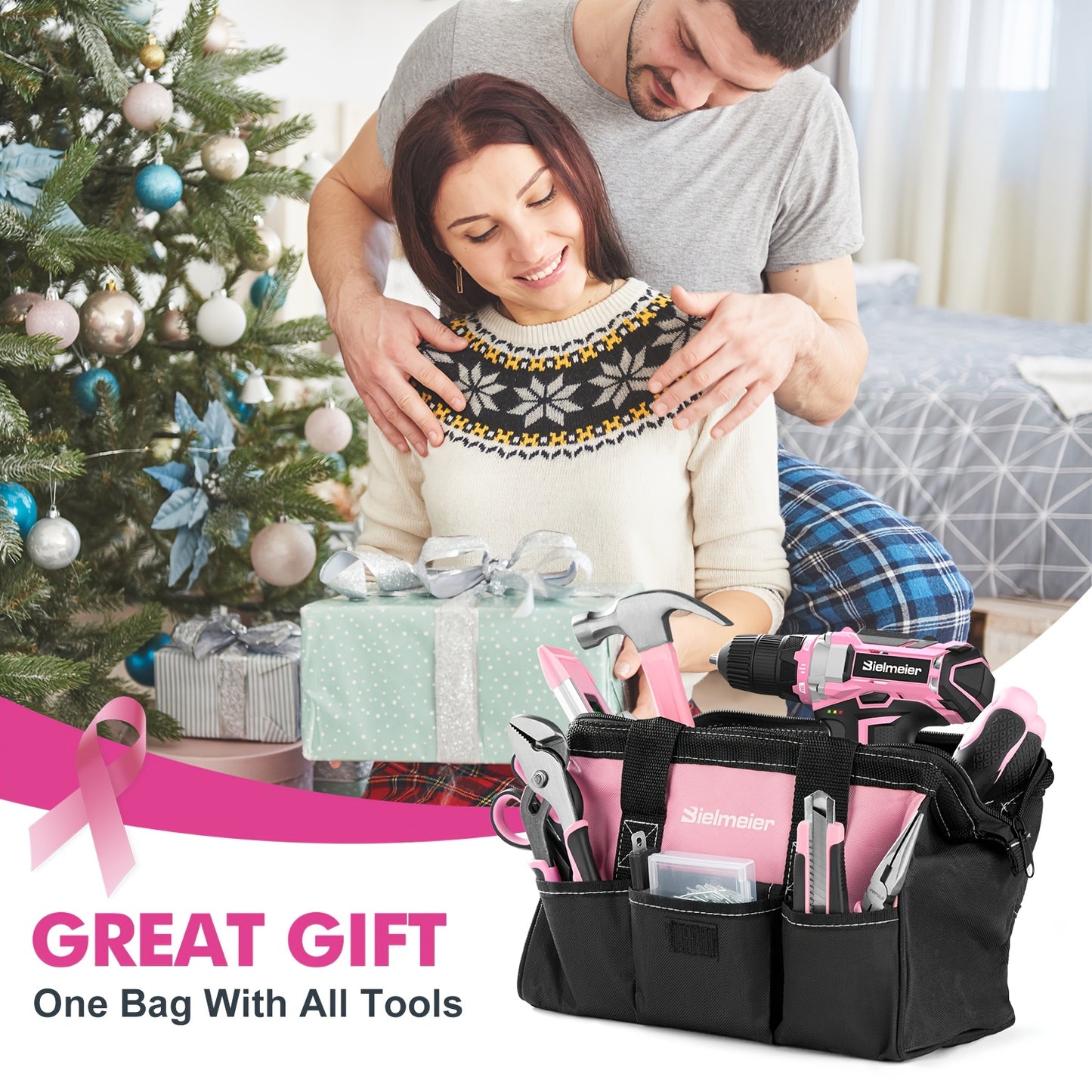 Pink 236 Piece Tool Kit With 20V Cordless Drill Driver