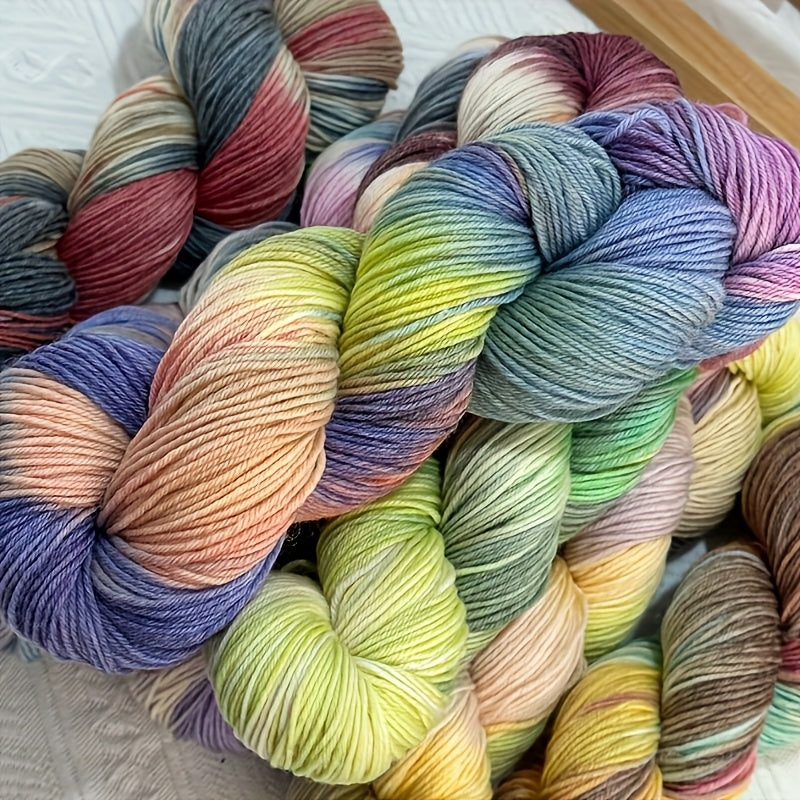 Hand Dyed Yarn Set Four Skeins For Knitting Scarves Hats