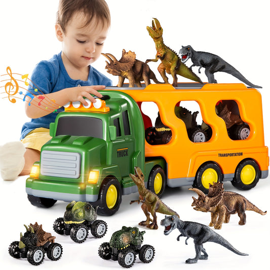 Dinosaur Truck Toy Set With Dino Figures And Monster Cars