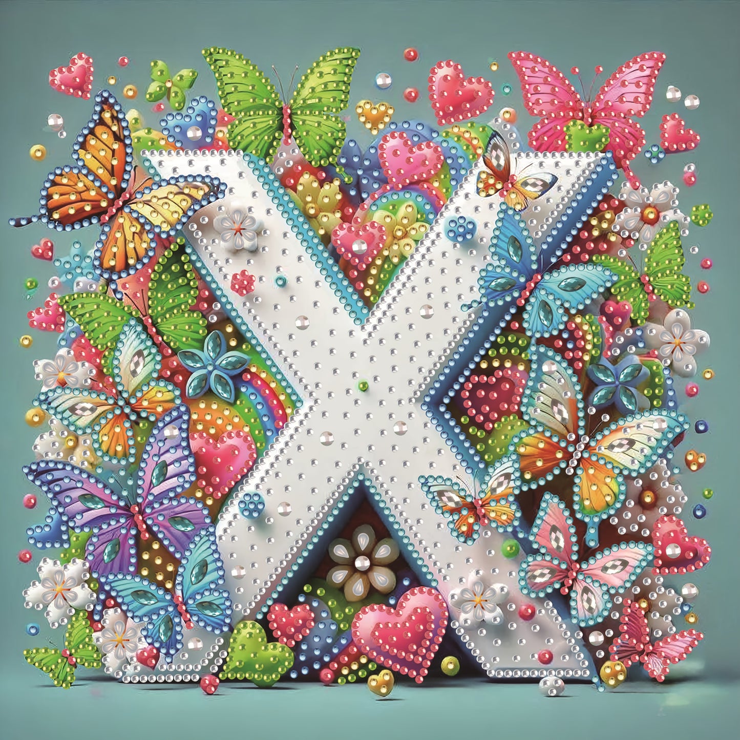 DIY Alphabet Diamond Painting Kit with Butterfly Designs