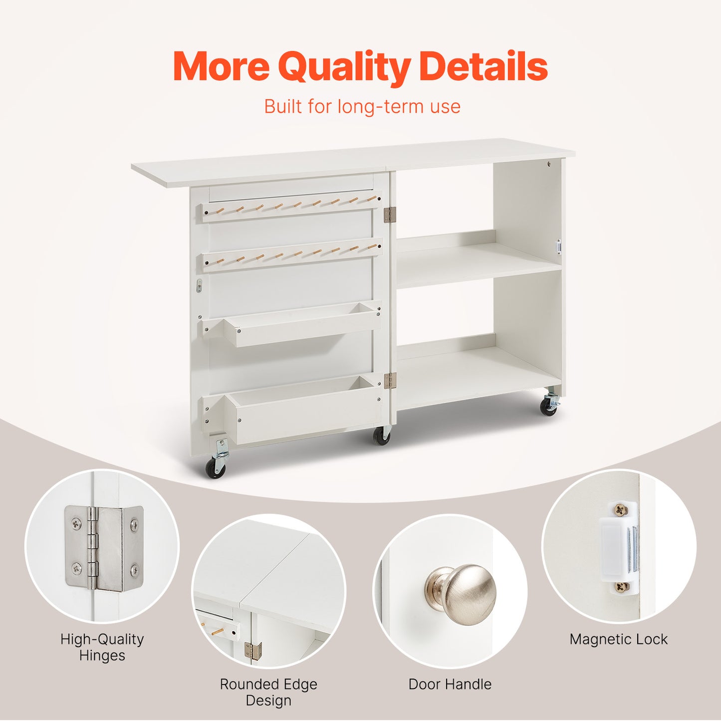 Vevor Folding Sewing Craft Table With Lockable Wheels