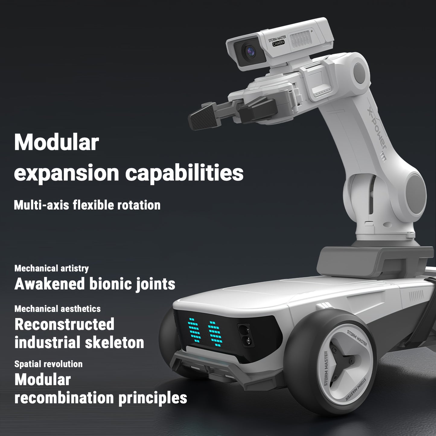 Modular AI Robot With Dual Gripper Cargo System FPV Camera