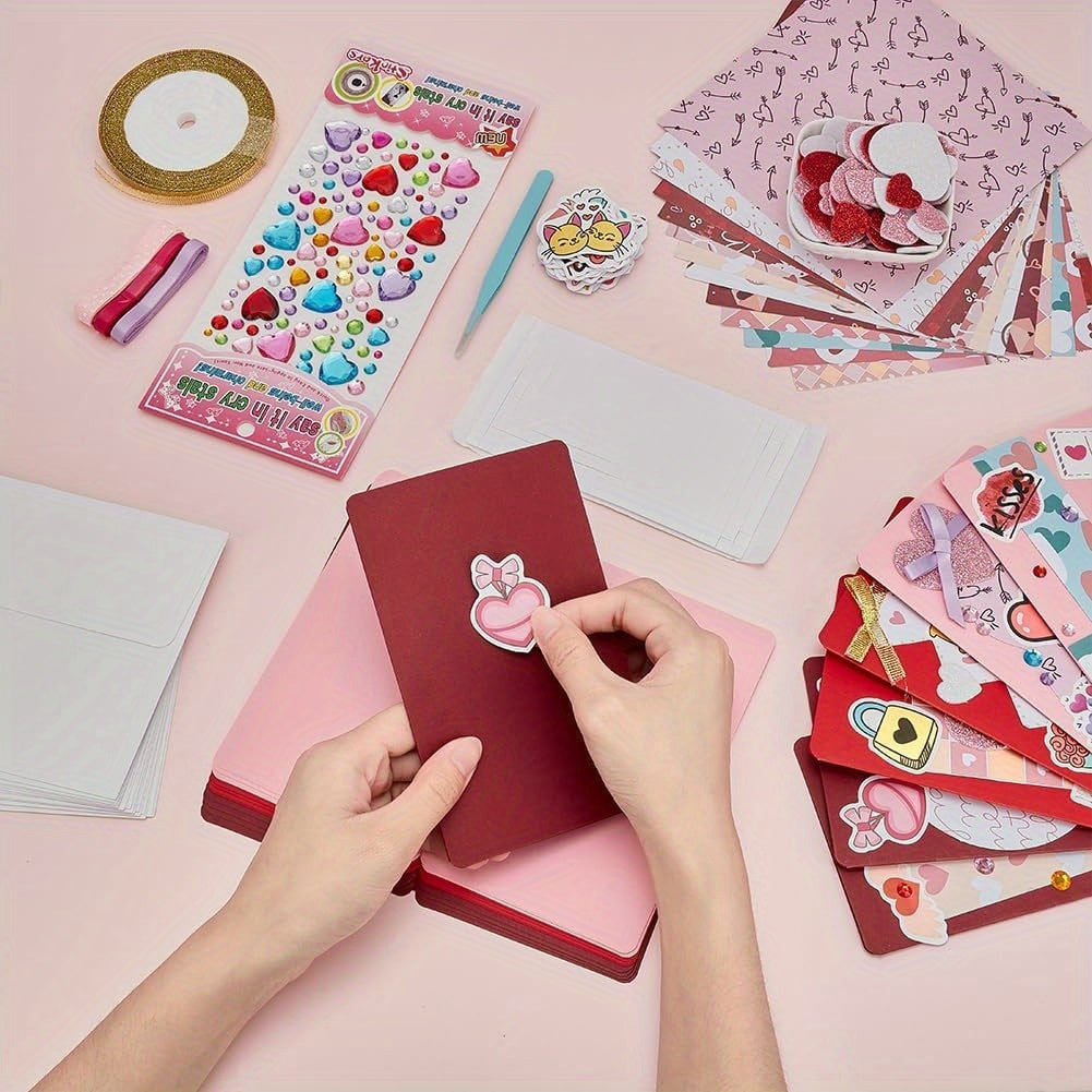 Valentine Card Making Kit With Envelopes And Ribbons