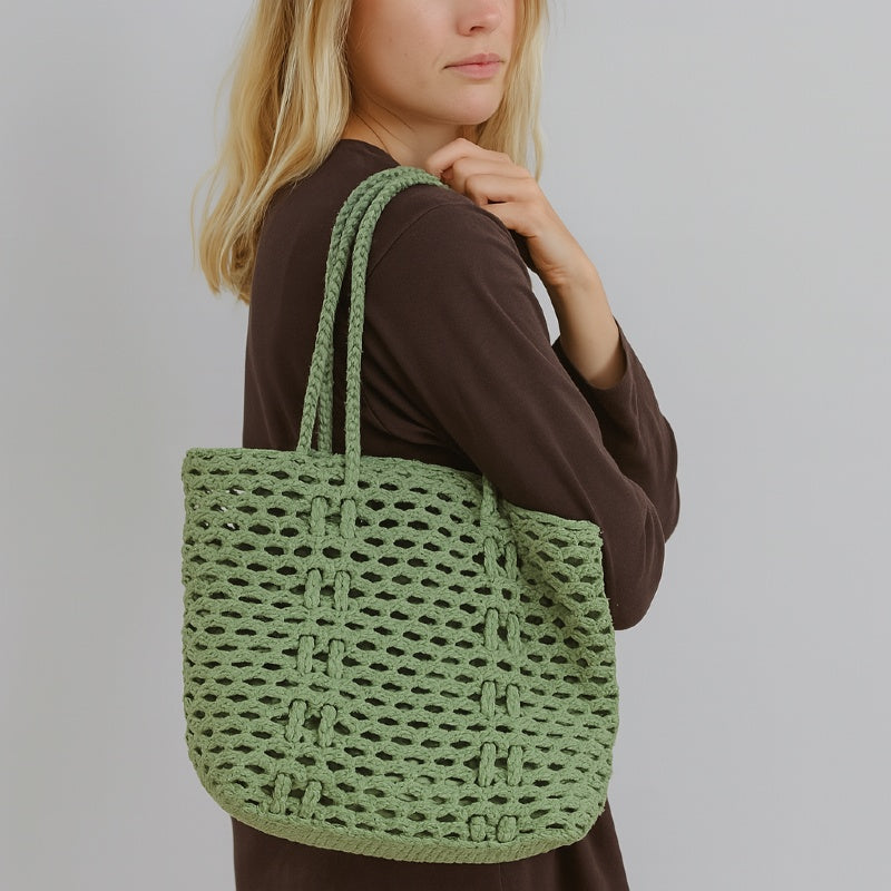 Green Chic Crochet Tote Bag Kit For Beginners DIY Gift